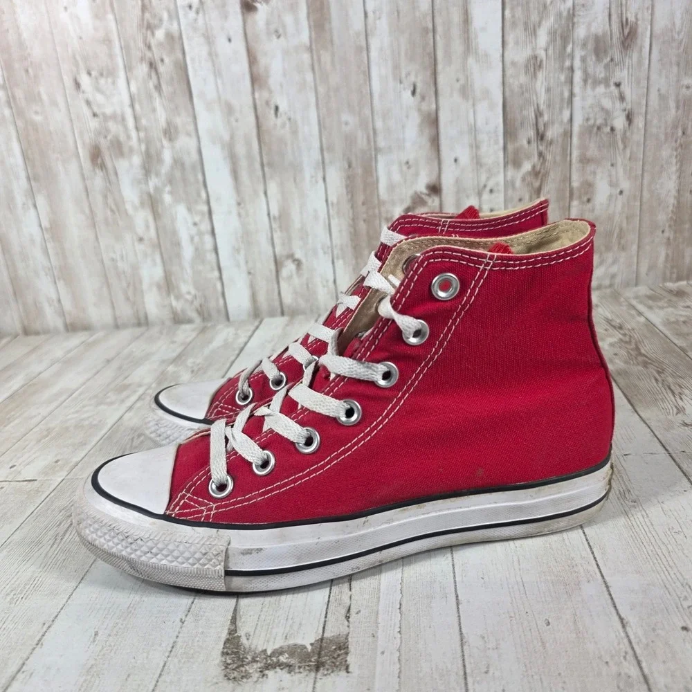 Converse Chuck Taylor All Star High Top Red Canvas Sneakers Womens 7 Mens 5 - Picture 4 of 8